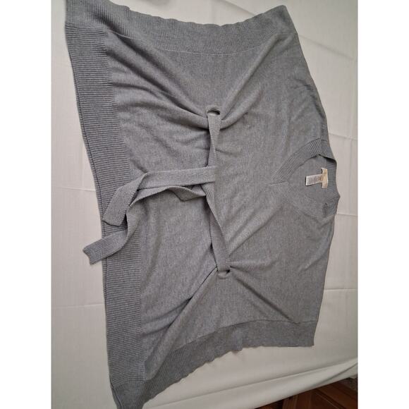 Michael Kors Angora Blend Heather Grey V-Neck Belted Sweater Poncho Caftan SM M - Picture 5 of 16